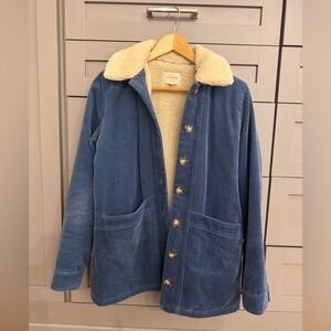Sezane Will jacket in blue corduroy with fleece lining, size small
